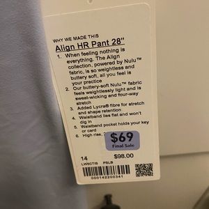 Beautiful soft blue lululemon leggings-brand new size 14